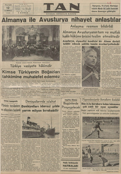 Tan Gazetesi 12 Temmuz 1936 kapağı