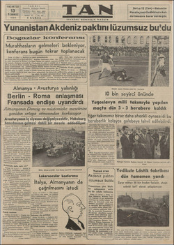 Tan Gazetesi 13 Temmuz 1936 kapağı
