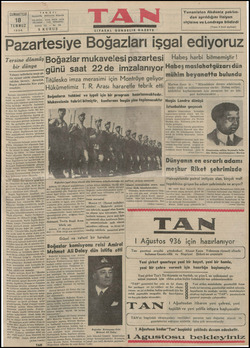  TA Gazetecilik, | GUMARTESİ | 18 TEMMUZ 1936 TELEFON : TELGRAF : 5 K az Tersine dönmüş bir dünya DA e ma Yabancı milletlerin