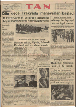  CUMARTESİ 8 AGUSTOS 1936 Dün > | | İstanbul TELEFON : TELGRAF : ü b vrupii iki cephe vrupa en büyük sulh fır- satını, cihan