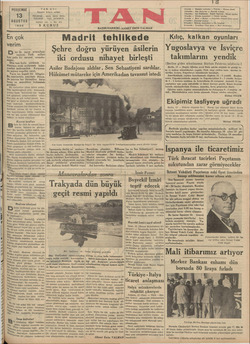    TA İstanbul PERŞEMBE 13 TELEFON : TELGRAF : İKİNCİ Yi 5 K AGUSTOS 1936 En çok verim ün ile yarın arasındaki D vaziyet, Türk