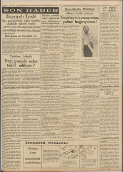  17 - 8 - 988 O, e e. Zinoviyef - Troçki Rus gazetelerinde tedhiş teşkilâtı aleyhinde şiddetli yazılar Moskova, 16 (A, A.) —