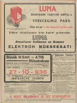    EE 09 amma aaa nn sas Lı IAN LUMA MARKASINI TAŞIYAN AMPUL'a 20-10- iğ VERECEGİNİZ PARA Size en az */, 40 tasarruf temin...