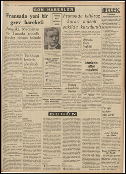  Fransada yeni bir FRANSA MILLI MÜDAFAA grev hareketi |",., Amerika, Macaristan ve Tunusta şiddetli grevler dev Paris, 7 (TAN)