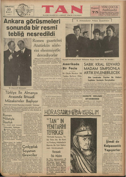 Ankara görüsmeleri sonunda bir resmi teblıq nesredıldı _'—._ Ki — — Romen gazeteleri şe_ 