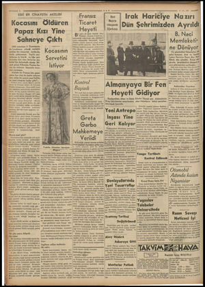  2 ESK Kocasını Öldüren | İ BİR CİNAYETİN AKİSLERİ Papaz Kızı Yine Sahneye Çıktı 1923 senesinin 11 Temmuzun. da Londranın...