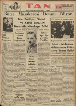  uU hat Vekili B. Refik Saydam 1937 Bütçesi arşısında Ahmet Emin YALMAN Yvelki gün Millet Meclisi ara 27 bütçesinin müza R...