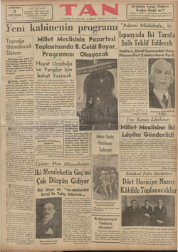    ÇARŞAMBA | 3 .KİNCİTEŞRİN 1937 Sistem —— Atatürkün son nutku ile Türk inkılâbı yeni bir ham- leye başlıyor. (Hazine men-