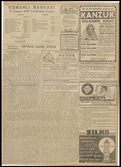    OSMANLI BANKASI 37 Temmuz 1937 Tarihindeki Vaziyet AKTIF Hiase sene memiş olan kısım Ka nkularda bulu Mee'ul ve Isterlin ü