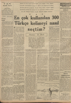    22.10-937 IT AN Gündelik Gazete BAŞMUHARRIRI Ahmet Emin YALMAN TAN'ın hedefi: Haberde, fi” kirde, her şeyde temiz, dü-...