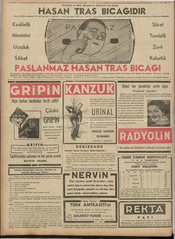    İLA — — sa TAN 21-2-938 mz Türkiyenin ve bütün dünyanın en mükemmel traş bıçağı HASAN TRAŞ BICAĞIDIR Esveç çeliğinden...