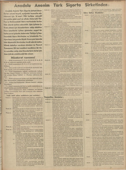  Ha LA RE. Anadolu Anonim Türk Sigorta Şirketi hisse- darlar umumi heyeti, aşağıdaki hususatın mü- zakeresi için 30 mart 1938