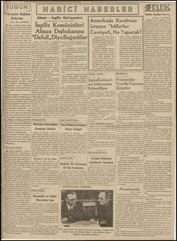  11-3-938 BUĞÜN Fransada Kabine Buhranı Ömer Rıza DOĞRUL Ş otanın dördüncü kabinesi dün 5 istifa etti, İstifanın sebebi ka-