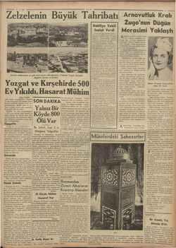    21-4-938 elzelenin Büyük T T Zelzele felâketinden en çok zarar gören vilâyetlerimiz: Yukarda Yozgat, Kırşehir, Aşağıda:...