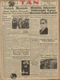    CUMARTESİ 21 MAYIS 1935 Atatür kM ersinde BAŞMUHARRIRİI: Büyük Onderin Huzurunda ğin Bir Geçit Resmi Yapıldı Fransa Kati