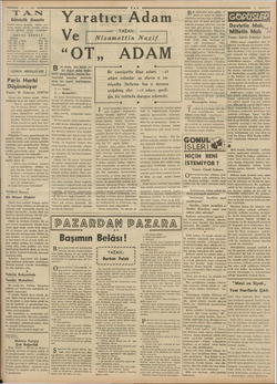    az 26-6-938 IT AN Gündelik Gazete TAN'ın hedefi Haberde, fikirde, her seyde temiz, dürüm, samimi olmak, karlin gazetesi o