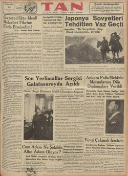    CUMARTESİ | A ai 93 İstanbul, Ani TELGRAF İ TELEFON; 2 TEMMUZİ 1935 | Gazetecilikte Ideali Rekabet Fikrine Feda Etmiyelim!