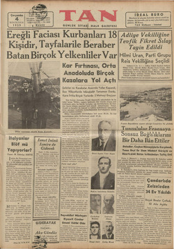    Çarşamba 4 1939 Ereğli Faciası Kurbanları 18 Kişidir, Tayfalarile Beraber Batan Birçok Yelkenliler Var| İtalyanlar Blöf mü