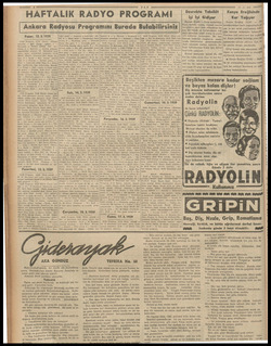  AFTALIK RADYO PROGRAMI Pazar, 12.3.1939 1843 Türk| ve |PL Şans, | oraloji haberleri — e) Cev | seat) Szden- | 1830 Progra 2