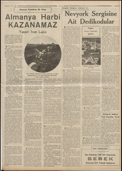  «TAN Heyecan Uyandıran Bir Kitap manya Harbi AZANAMAZ Yazan: İvan Lajos Ofacar profesörü İvan Lajos'un büyük bir alâka...