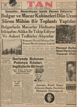    PAZAR 30 HAZİRAN 1940 GÜNLÜK SİYASİ HALK GAZETESİ İKTISADİ MECMUASININ Bu sayıda : Al Şükrü Büban AZMİ arlara İtap eden ret