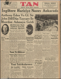    i Tehlike 2 vd ra Chddesi 103 - TELGRAF: TAN, İSTANBUL ŞUBAT | 1941 İngiltere Hariciye Nazırı Ankarada | TELEFON: 24210,