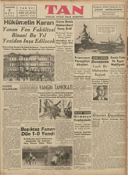    Pazarertesi Z MA 9 RT 1942 —— EE Evvelki gece yangından sonra Zeynep Hanım konağının iskelet haline gelen enkazı HARBİN...
