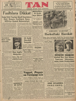 Tan Gazetesi 22 Mayıs 1942 kapağı