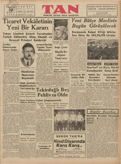 Tan Gazetesi 25 Mayıs 1942 kapağı