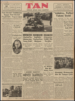 Tan Gazetesi 31 Mayıs 1942 kapağı
