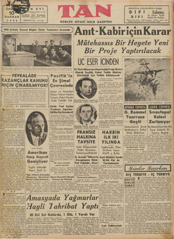 Tan Gazetesi 10 Haziran 1942 kapağı
