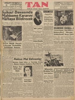 Tan Gazetesi 11 Haziran 1942 kapağı