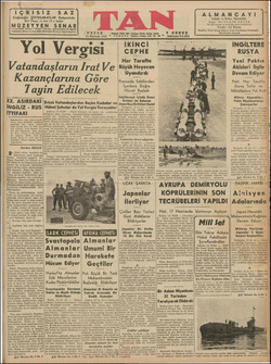 Tan Gazetesi 14 Haziran 1942 kapağı