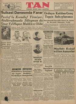 Tan Gazetesi 18 Haziran 1942 kapağı