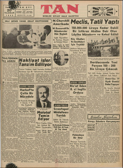 Tan Gazetesi 20 Haziran 1942 kapağı