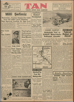 Tan Gazetesi 22 Haziran 1942 kapağı
