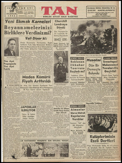 Tan Gazetesi 28 Haziran 1942 kapağı