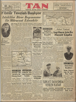 Tan Gazetesi 30 Haziran 1942 kapağı