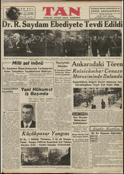 Tan Gazetesi 11 Temmuz 1942 kapağı