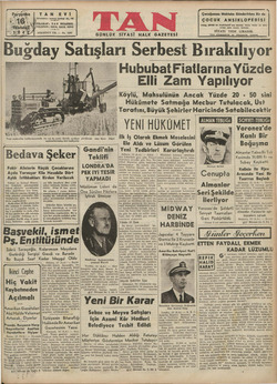 Tan Gazetesi 16 Temmuz 1942 kapağı