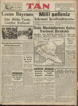 Tan Gazetesi 25 Temmuz 1942 kapağı