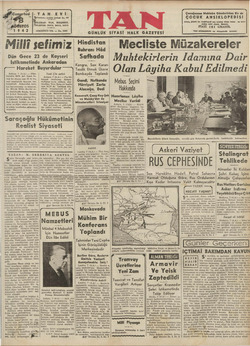 Tan Gazetesi 8 Ağustos 1942 kapağı
