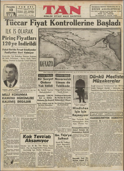 Tan Gazetesi 13 Ağustos 1942 kapağı