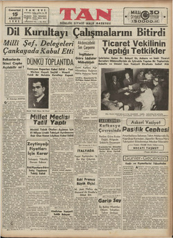 Tan Gazetesi 15 Ağustos 1942 kapağı