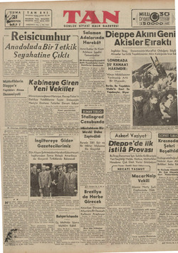 Tan Gazetesi 21 Ağustos 1942 kapağı