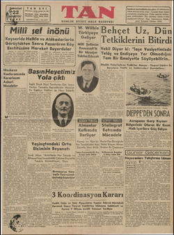 Tan Gazetesi 22 Ağustos 1942 kapağı