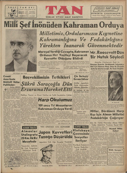 Tan Gazetesi 1 Eylül 1942 kapağı
