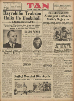 Tan Gazetesi 7 Eylül 1942 kapağı