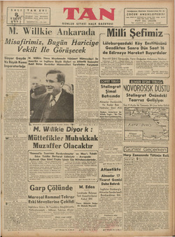 Tan Gazetesi 8 Eylül 1942 kapağı