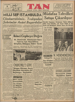 Tan Gazetesi 9 Eylül 1942 kapağı